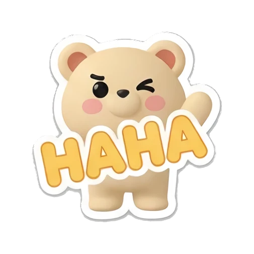 Bear laughing heartily with HAHA text. Cheerful Clay Bear Buddies sticker for expressive chats and social replies.