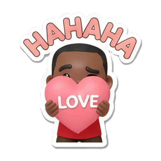 Basketball player holding a large heart saying HAHAHA LOVE. Basketball Star Daily Life sticker for expressive chats and social replies.