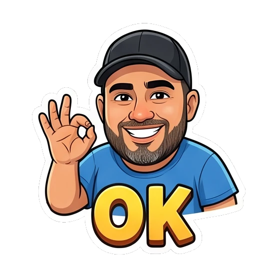 Bearded man making an OK hand gesture with a confident smile. Bearded Guy Daily Vibes sticker for expressive chats and social replies.