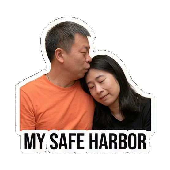 resting on shoulder Sweet Couple Moments sticker for expressive chats and social replies.