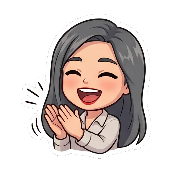 Office lady clapping hands with a cheerful expression Office Lady Daily Life sticker for expressive chats and social replies.