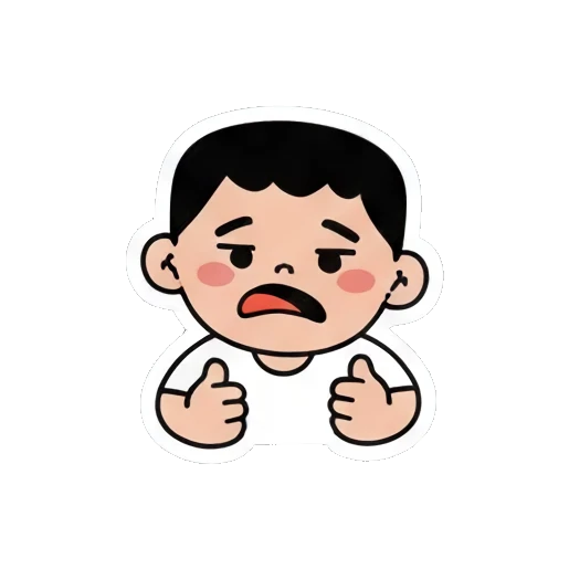 thoughtful boy pondering HM... Little Boy's Big Feelings sticker for expressive chats and social replies.