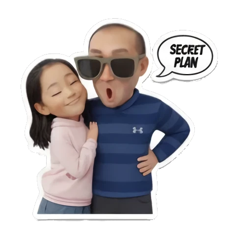 父女裹毯子取暖 Dad and Daughter Adventures sticker for expressive chats and social replies.