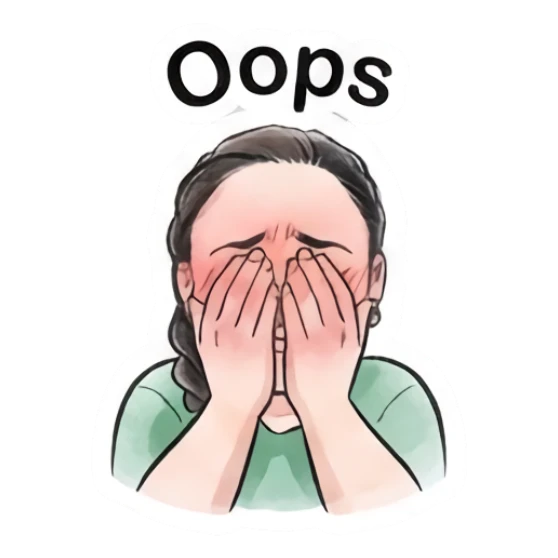 Girl covering her face with hands in an oops gesture. Modern Girl Daily Expressions sticker for expressive chats and social replies.