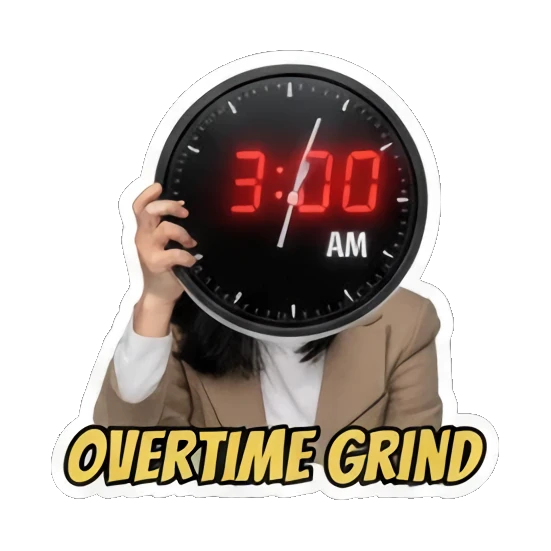 堆积如山的文件夹 Grumpy Workaholic Life sticker for expressive chats and social replies.