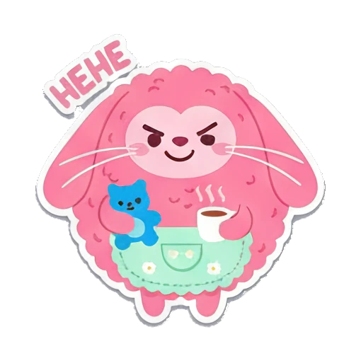 沮丧比倒赞 Pink Fluffy Buddy sticker for expressive chats and social replies.