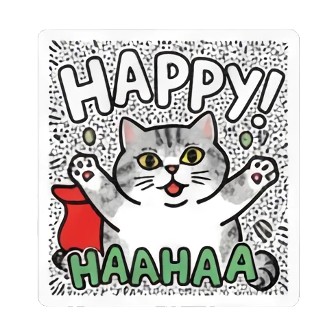 cat wearing party hat celebrating Pop Art Cat Vibes sticker for expressive chats and social replies.