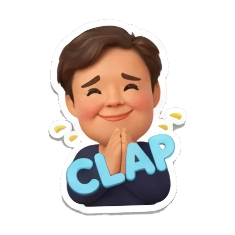 男孩双手合十鼓掌 Cheerful Boy 3D Expressions sticker for expressive chats and social replies.
