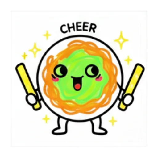 手持荧光棒欢呼。 Green Blob Expressive Stickers sticker for expressive chats and social replies.