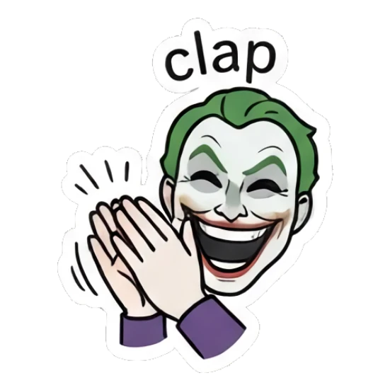Joker clapping hands excitedly Joker Comic Expressions sticker for expressive chats and social replies.