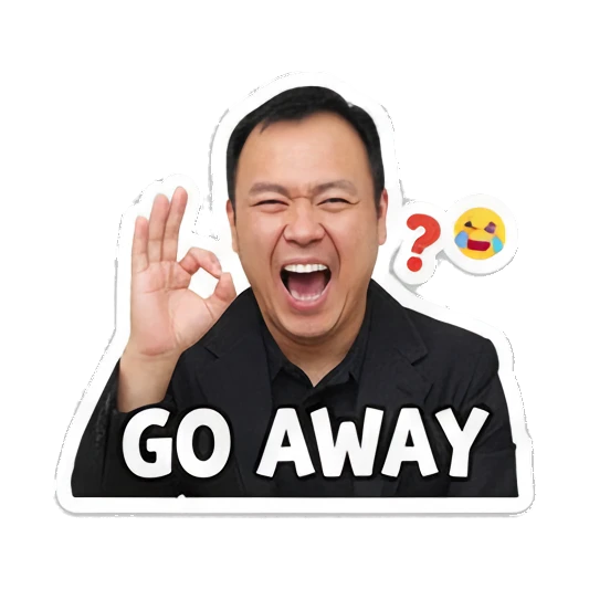 Professional man shouting with GO AWAY text Professional Office Man Daily sticker for expressive chats and social replies.