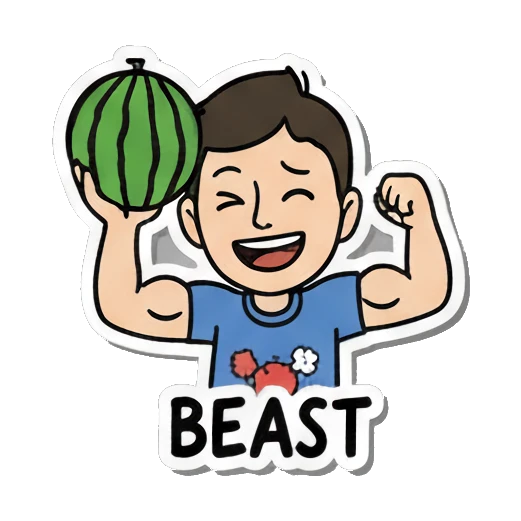 flexing muscles Summer Boy Adventures sticker for expressive chats and social replies.
