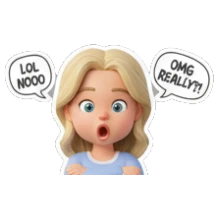 惊讶表情的女孩 Blonde Girl Daily Vibes sticker for expressive chats and social replies.