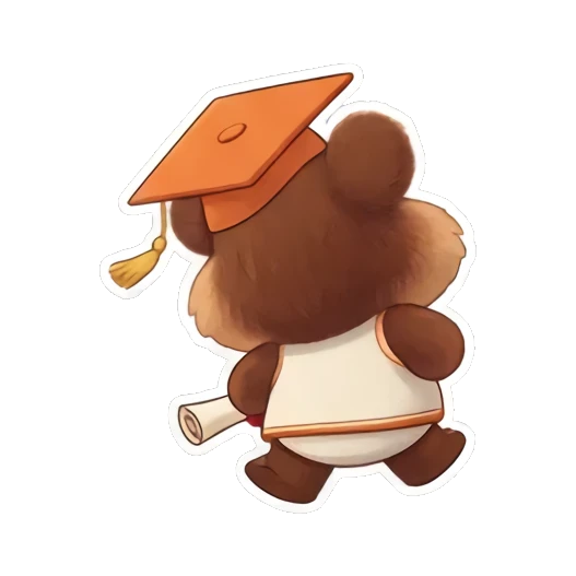 小熊背影拿着毕业证离开 Coiffes Bear Graduation Stickers sticker for expressive chats and social replies.
