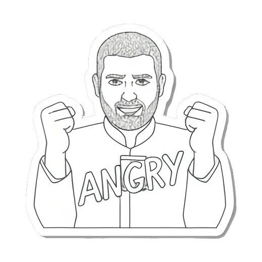 愤怒男士：ANGRY Minimalist Moods Man sticker for expressive chats and social replies.