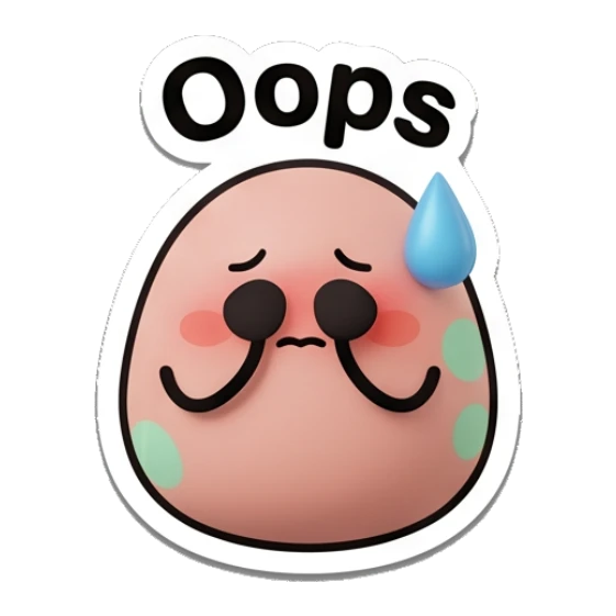 Embarrassed egg with a sweat drop and text Oops Little Egg Buddies sticker for expressive chats and social replies.