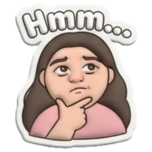 Girl thinking with hand on chin Puffy Girl Daily Vibes sticker for expressive chats and social replies.