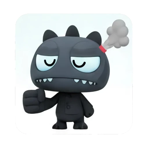 Grumpy monster with steam coming out of head and text UGH Little Dark Monster Daily sticker for expressive chats and social replies.