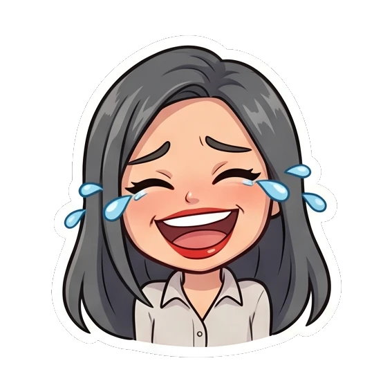 Office lady laughing out loud with tears of joy Office Lady Daily Life sticker for expressive chats and social replies.