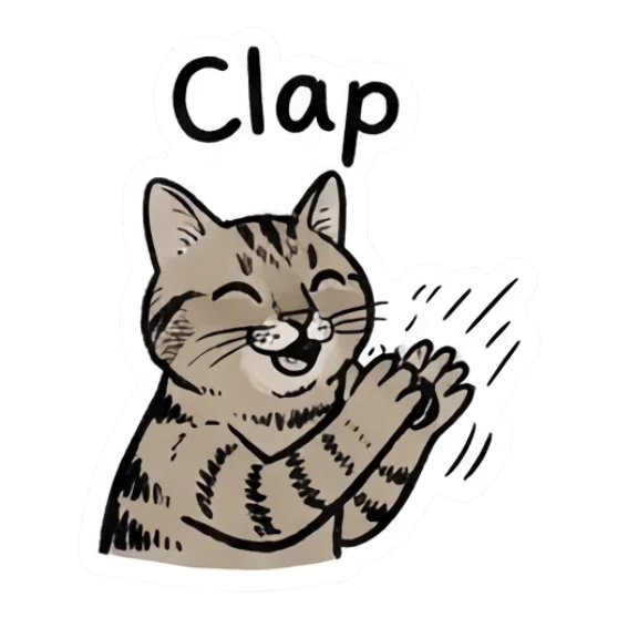 Cheerful cat clapping hands Doctor Tabby Cat Daily sticker for expressive chats and social replies.