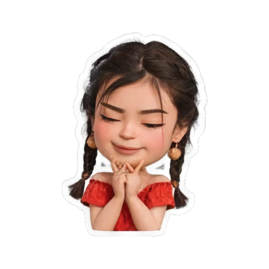 女孩幸福祈祷 Little Red Dress Girl sticker for expressive chats and social replies.