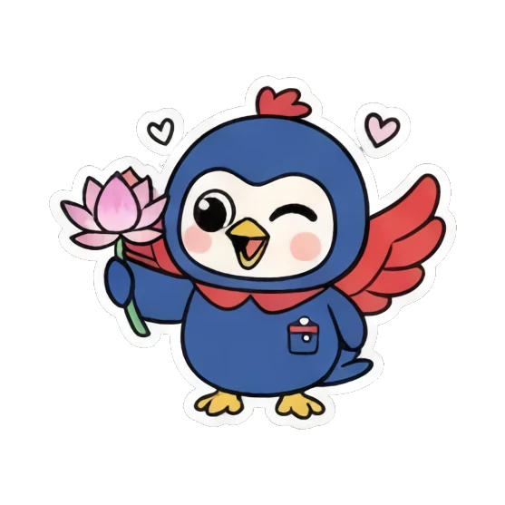 可爱卡通形象 Blue Bird Doodle Adventures sticker for expressive chats and social replies.