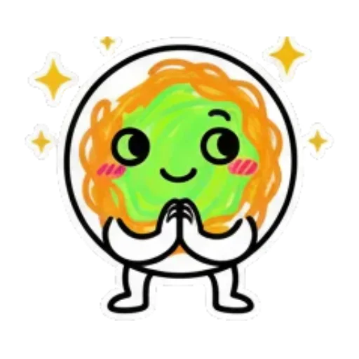 角色双手合十表示感谢。 Cute Foodie Expressions sticker for expressive chats and social replies.
