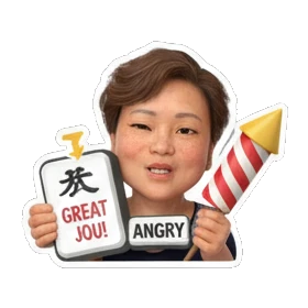 angry mother with rocket Cheerful Mom Daily Life sticker for expressive chats and social replies.