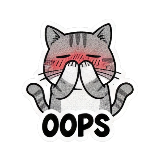 Grey cat blushing and covering its face with text OOPS Grumpy Grey Cat Daily Moods sticker for expressive chats and social replies.