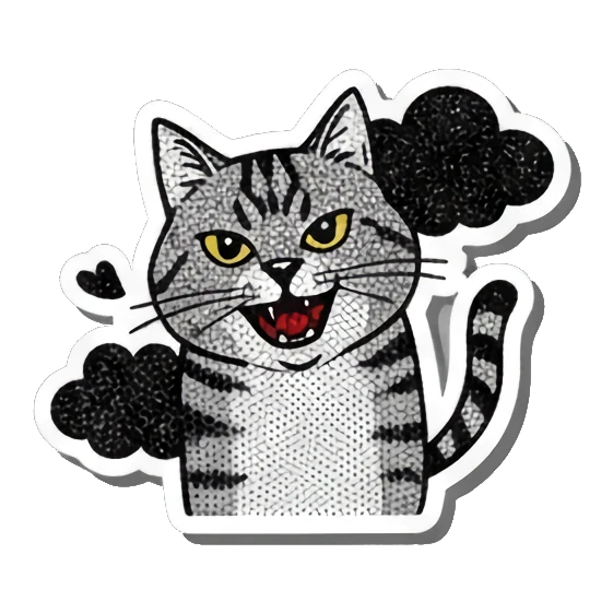Cat with dark cloud Gritty Punk Tabby sticker for expressive chats and social replies.