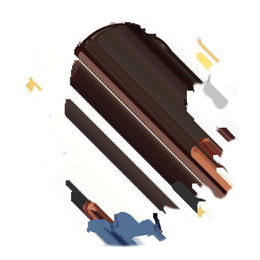 Brunette girl pointing to the side with a confident smile and sparkles. Chibi Brunette Girl Daily sticker for expressive chats and social replies.