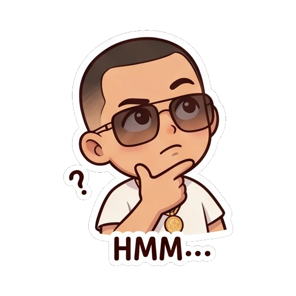 Man thinking with a hand on chin and questioning look Cool Urban Guy Daily sticker for expressive chats and social replies.
