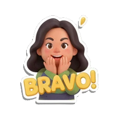 Girl looking excited and cheering with BRAVO text Cheerful Girl Daily Life sticker for expressive chats and social replies.