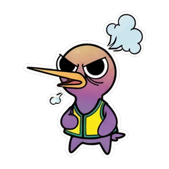 小鸟生气冒烟，头顶ANGRY文字，表示愤怒 Funny Bird Daily Life sticker for expressive chats and social replies.