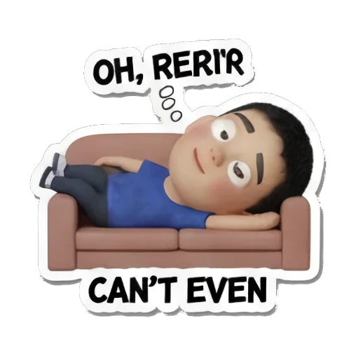 男孩躺在沙发上表示累了 Daily Life of a Chill Boy sticker for expressive chats and social replies.