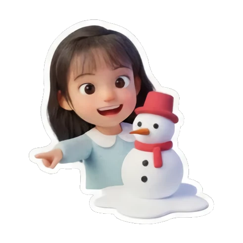 指着可爱的小雪人 Holiday Girl Adventures sticker for expressive chats and social replies.
