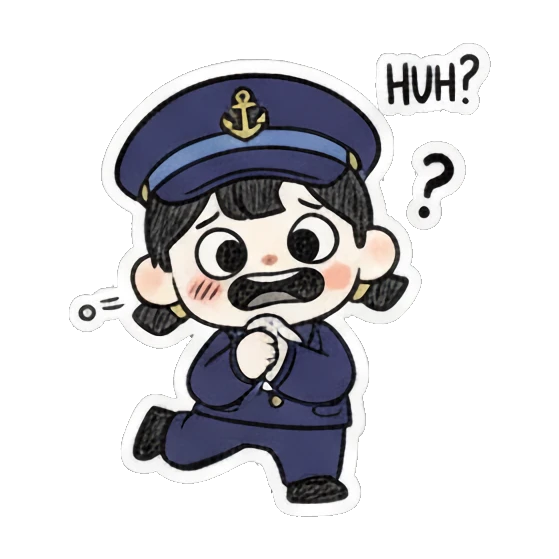 困惑船长问Huh Little Sailor's Daily Fun sticker for expressive chats and social replies.