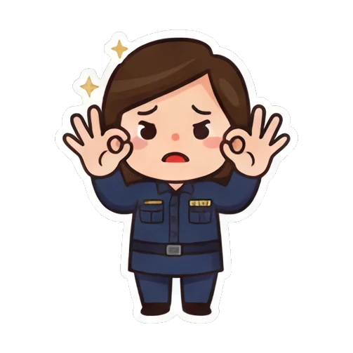 可爱警官比OK手势 Chibi Officer's Daily Life sticker for expressive chats and social replies.