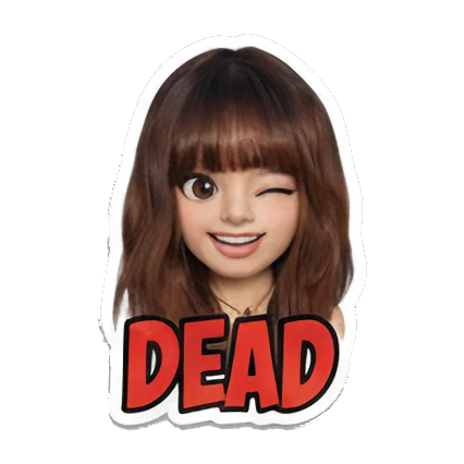 Girl winking with a playful smile, text 'DEAD' Modern Girl Daily Vibes sticker for expressive chats and social replies.