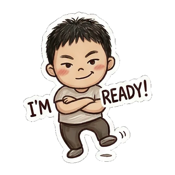 Confident ready pose Little Dancer Boy sticker for expressive chats and social replies.