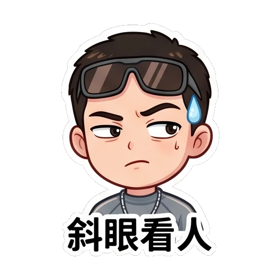Skeptical boy looking sideways with a sweat drop Cool Guy Daily Life sticker for expressive chats and social replies.