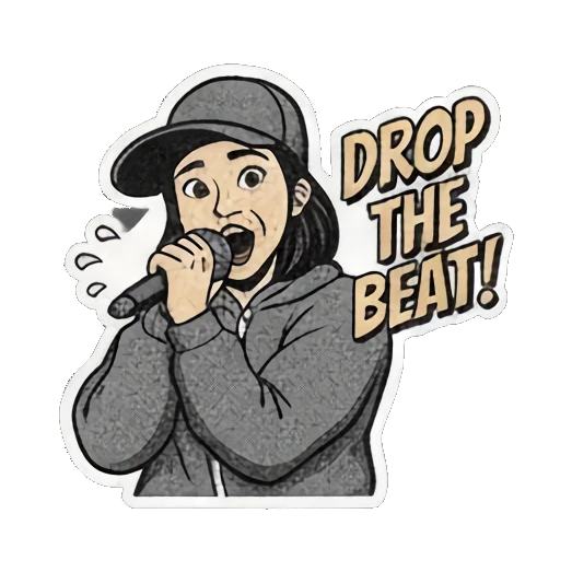 拿着麦克风DROP THE BEAT Streetwear Girl Vibes sticker for expressive chats and social replies.