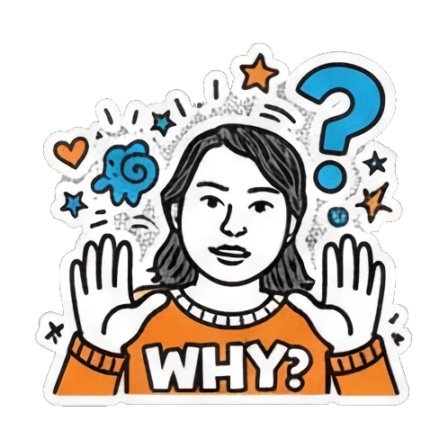 摊手表示疑惑WHY Pop Art Girl Expressions sticker for expressive chats and social replies.