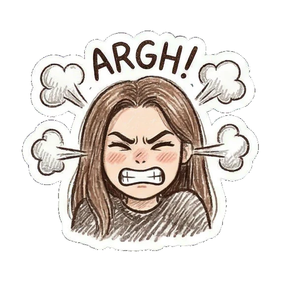 思考疑问的表情 Daily Doodle Girl sticker for expressive chats and social replies.