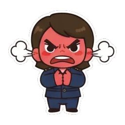 困倦女孩吹泡泡。 Little Officer's Daily Express sticker for expressive chats and social replies.