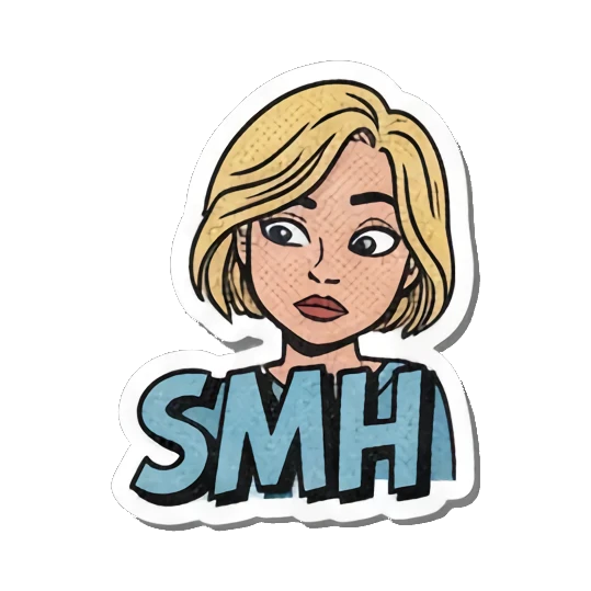 Shaking head with "SMH" Retro Slang Girl sticker for expressive chats and social replies.