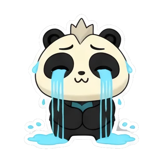 Panda crying loudly with blue tears flowing Little Panda Daily Life sticker for expressive chats and social replies.