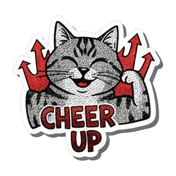 Cat cheering up Gritty Punk Tabby sticker for expressive chats and social replies.