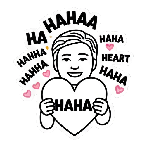 抱着爱心大笑 Keith Haring Style Boy sticker for expressive chats and social replies.