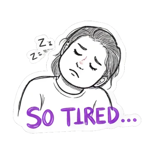 疲惫打瞌睡的女孩 Doodle Girl Daily Vibes sticker for expressive chats and social replies.